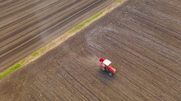 Fertiliser on field
